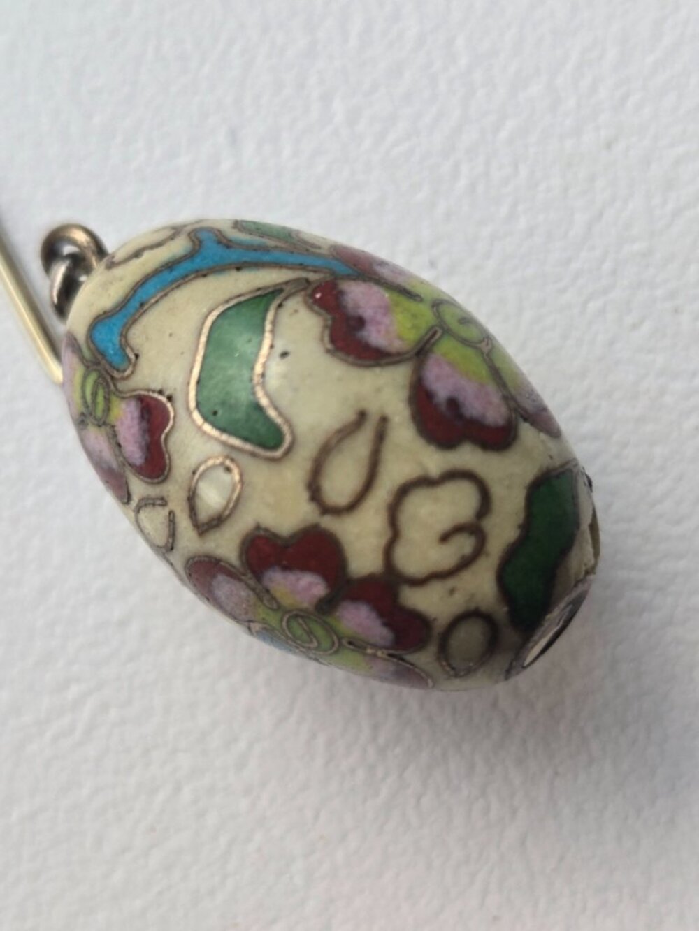 Vintage Cloisonne Floral Bead Stick Pin